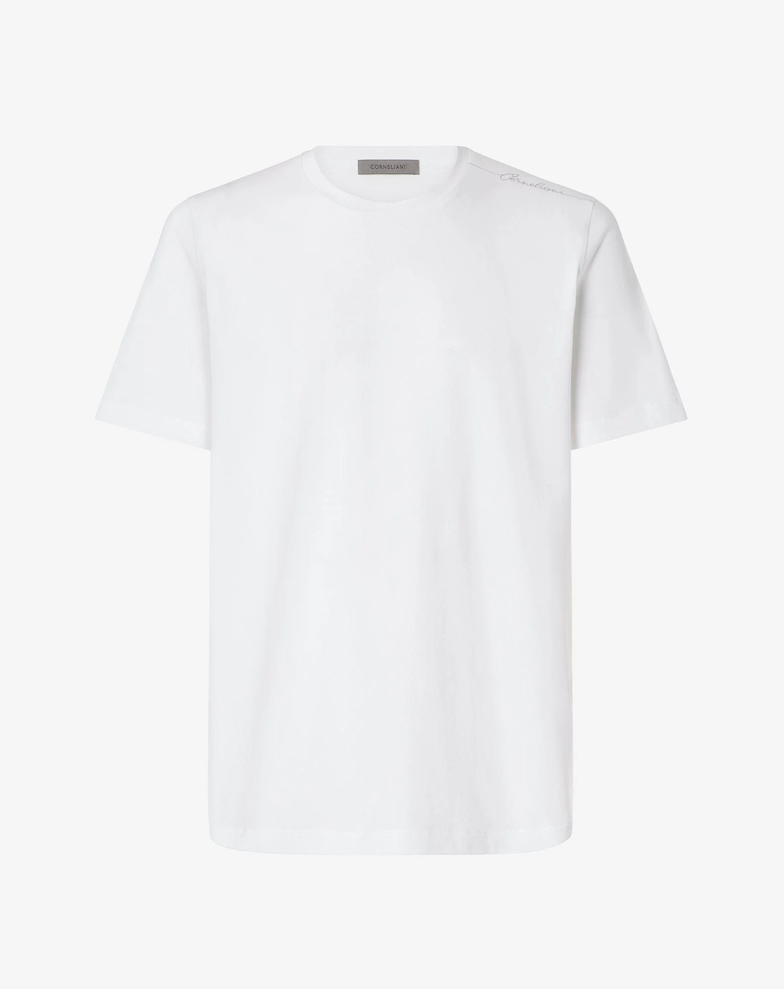 White crew neck stretch jersey t-shirt - 1