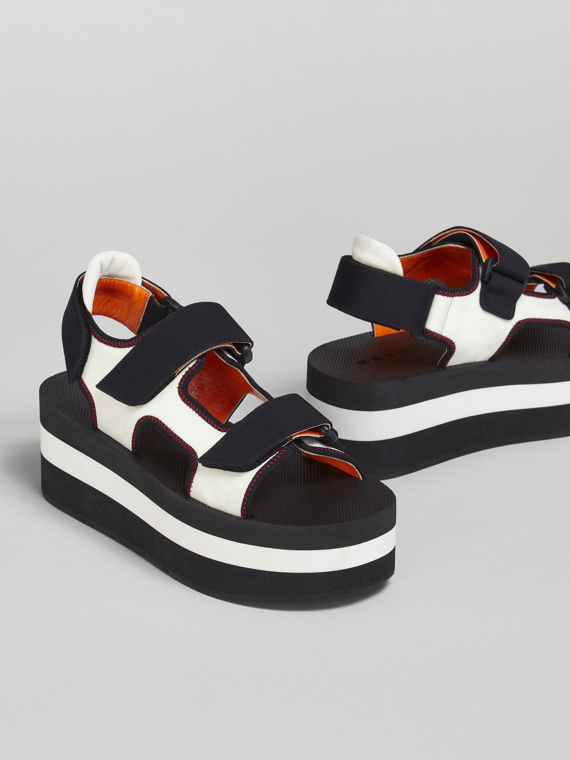 BLACK AND WHITE TECHNICAL FABRIC SANDAL - 5
