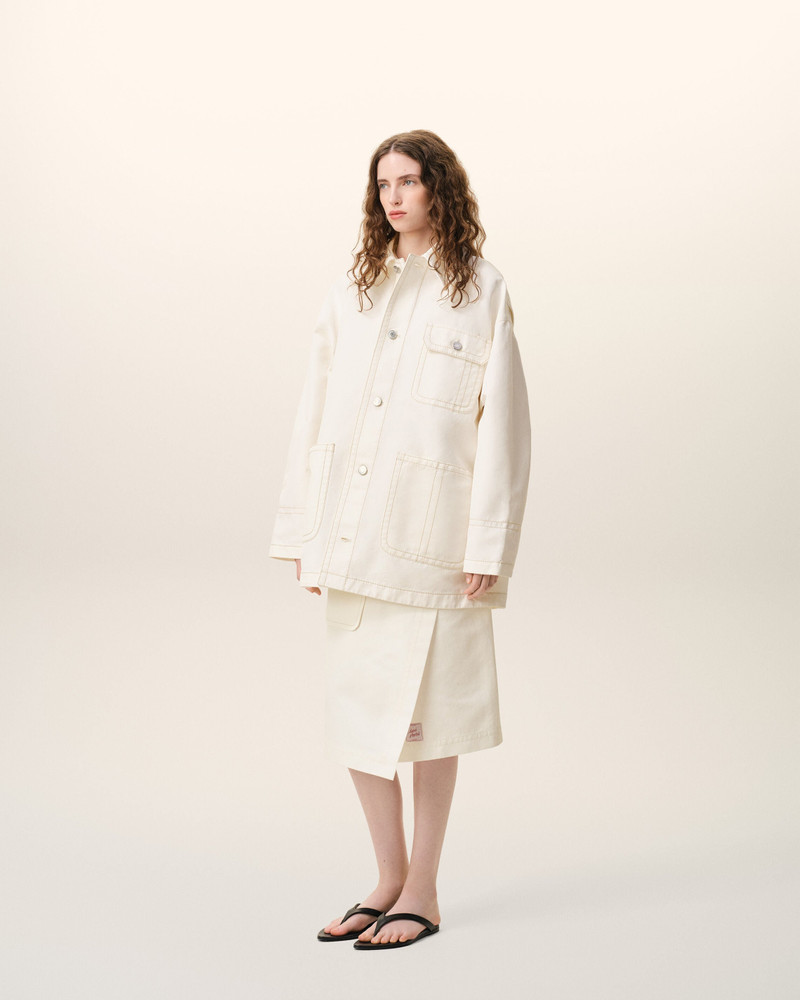 WHITE COTTON WORKER JACKET 6