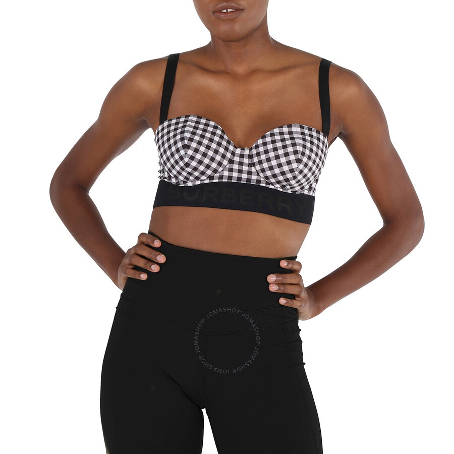 Burberry Ladies Bethany Logo Tape Gingham Bikini Top - 3