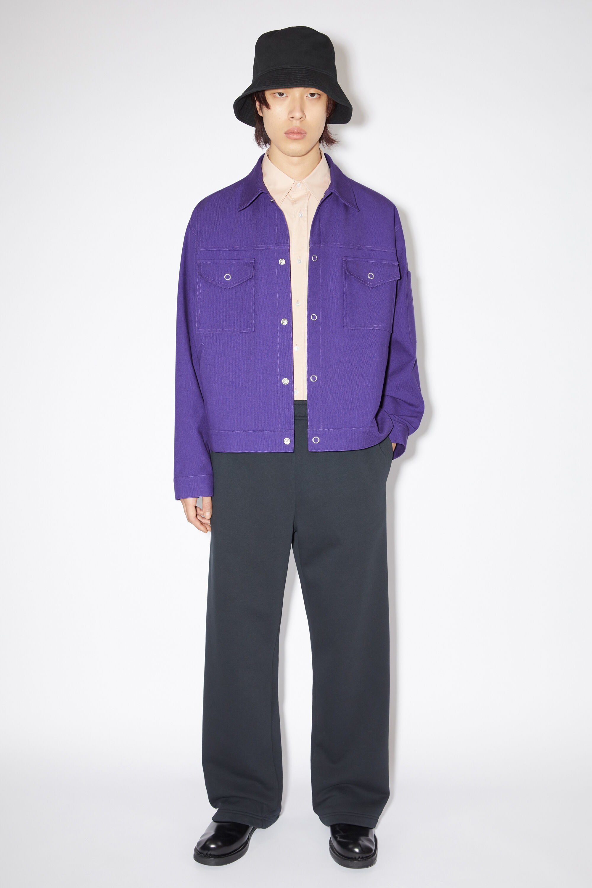 Cotton blend overshirt - Electric purple - 2