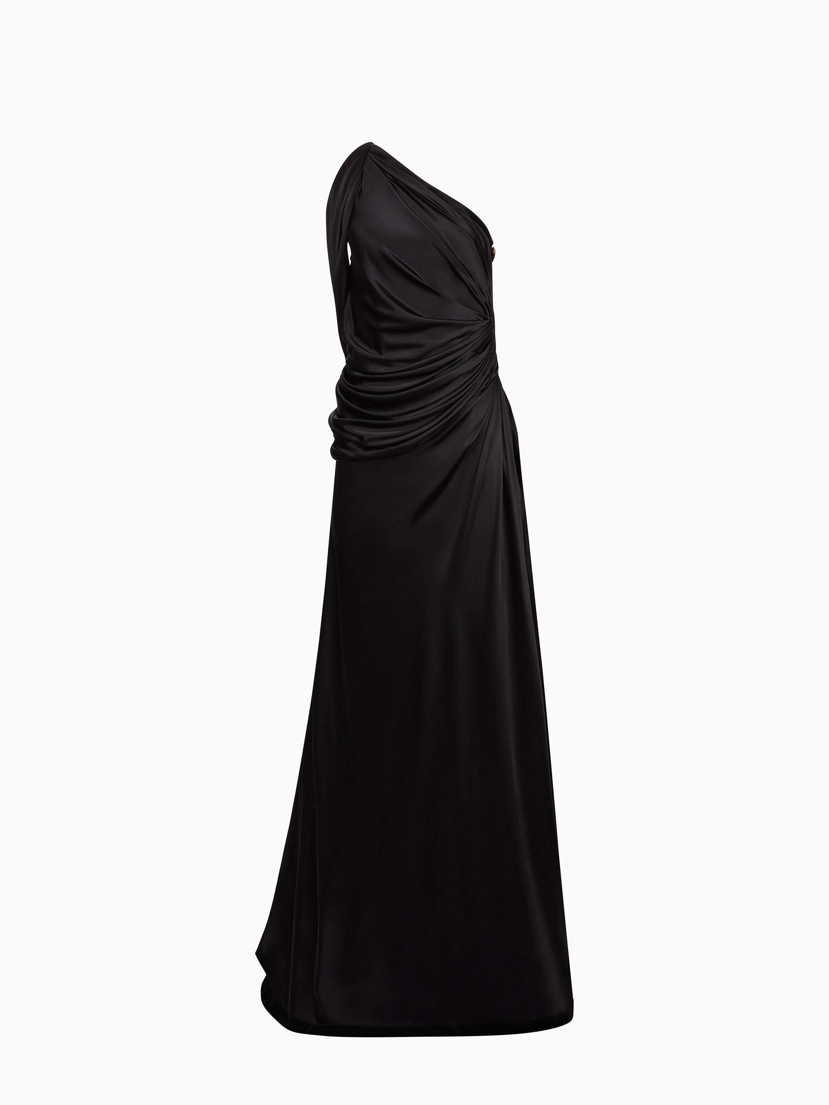 Long Asymmetric Satin Dress - 5