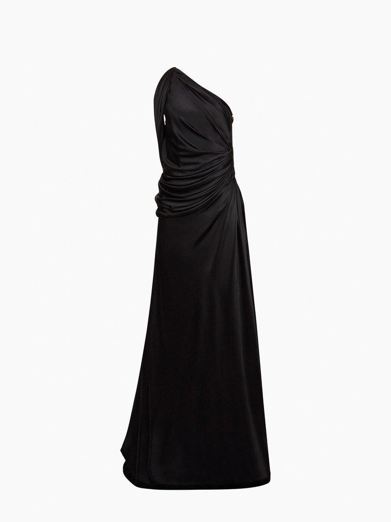 Long Asymmetric Satin Dress 5