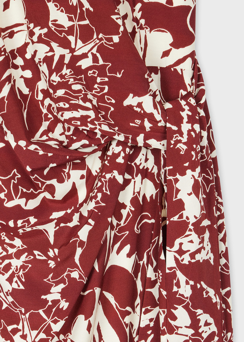 Women's Maroon and Ecru 'Avant Garden' Tie-Waist Midi Dress 3