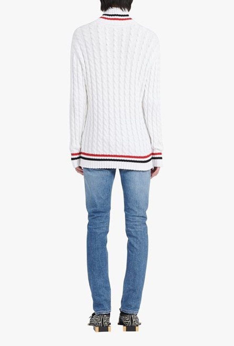 White cotton turtleneck with Balmain badge 3