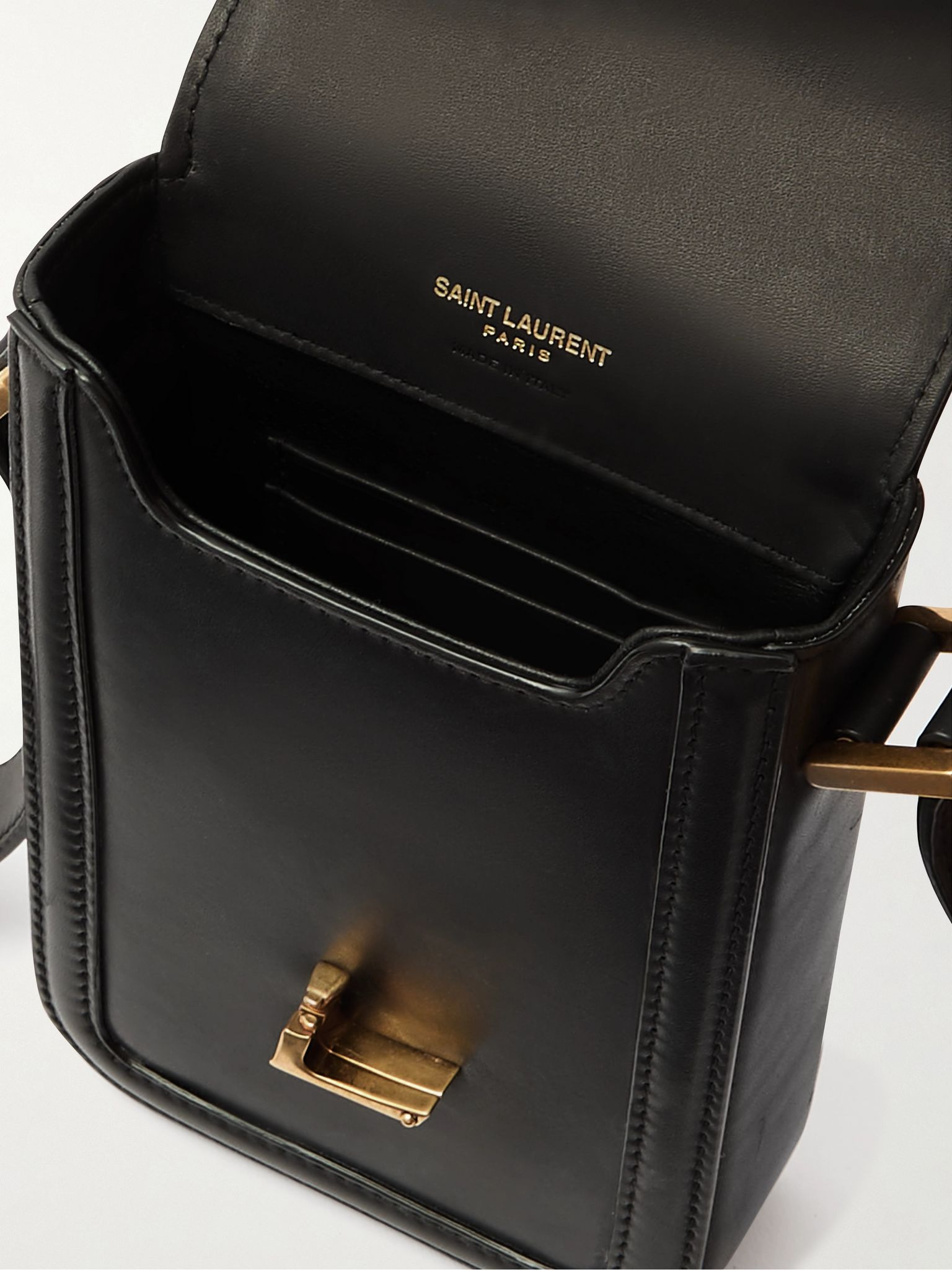 Solferino Mini Logo-Embellished Leather Messenger Bag Black - 5