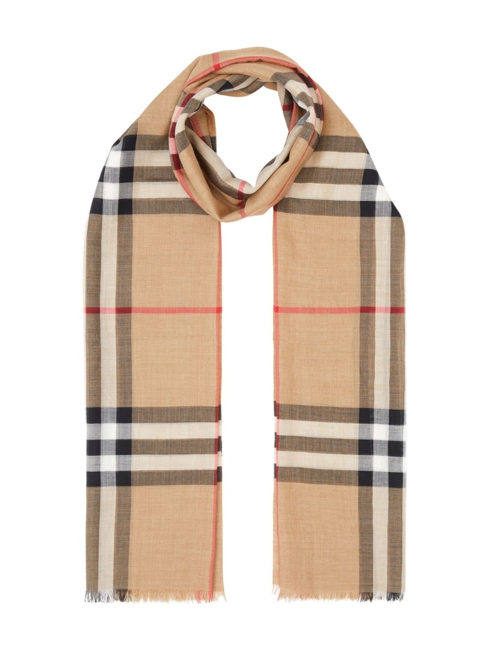 Lightweight Check Wool and Silk Scarf - 6