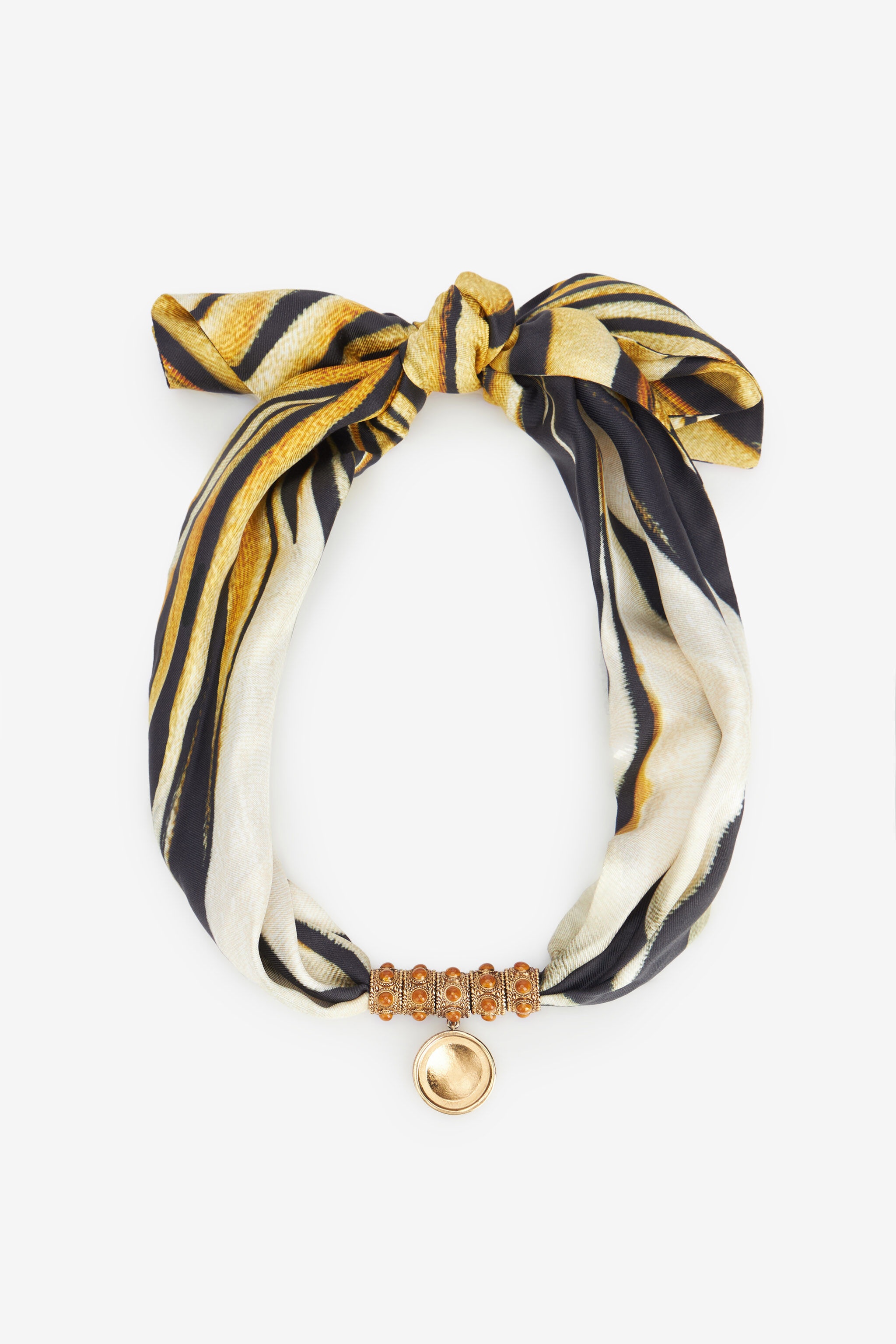 Necklace in metal and printed silk - 3