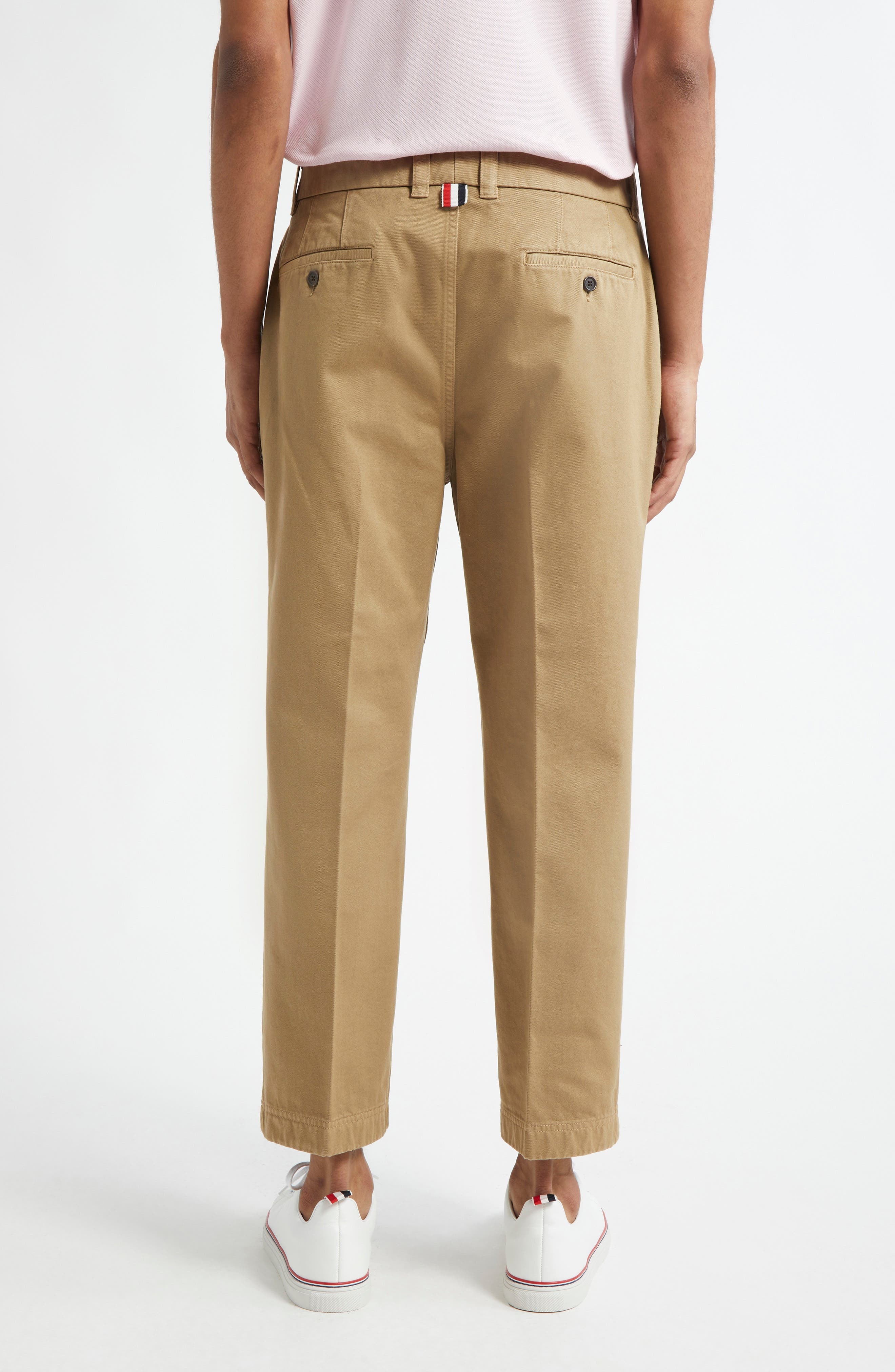 Thom Browne Cotton Twill Crop Chinos in Camel at Nordstrom - 3