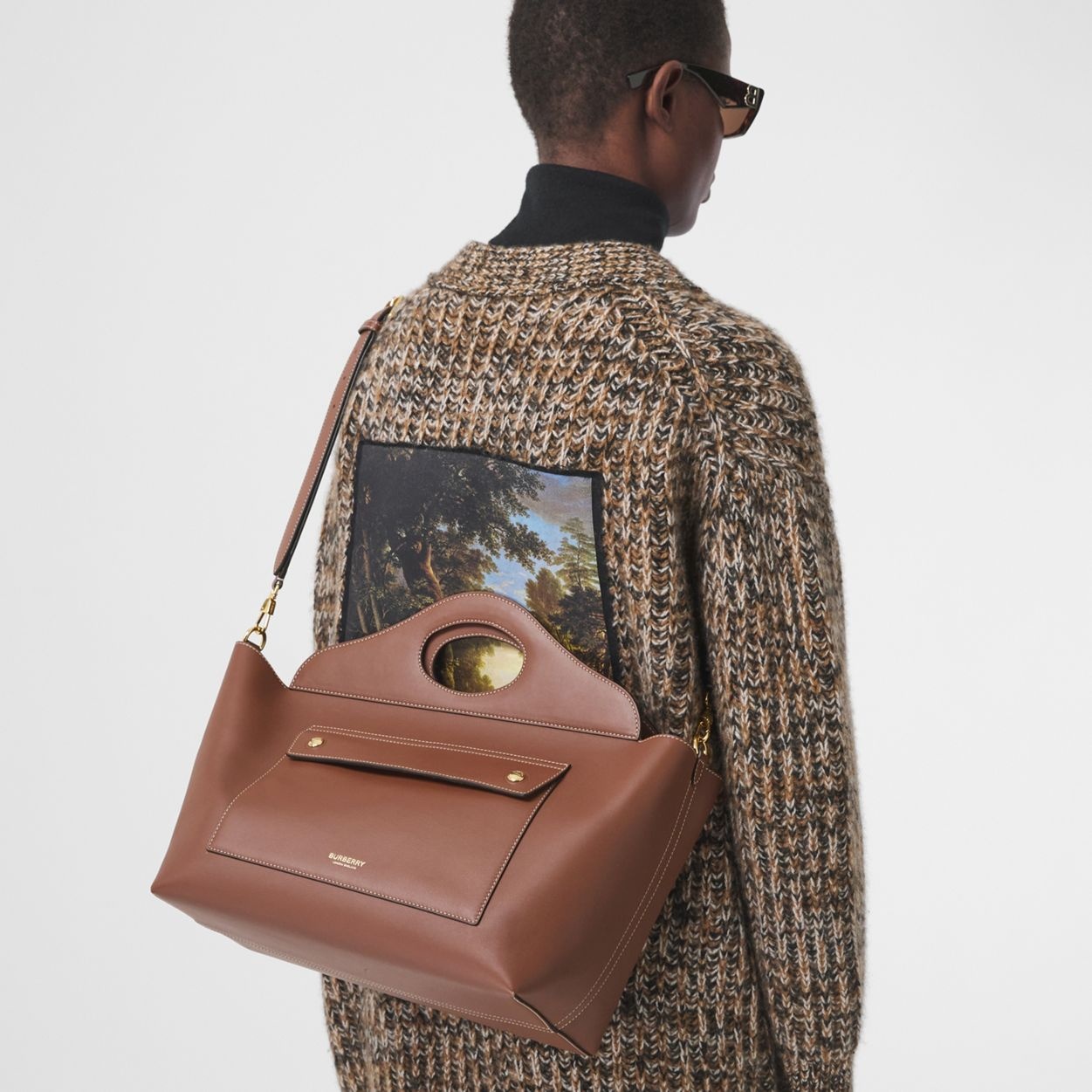 Small Leather Soft Pocket Tote - 3