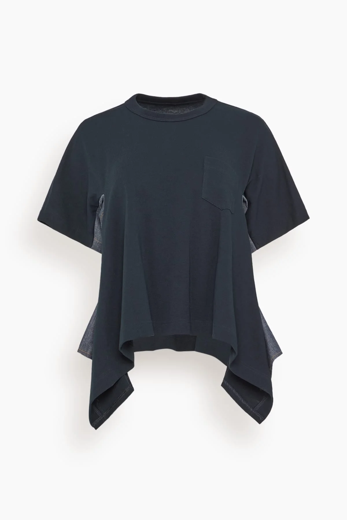 Lightweight Denim x Cotton Jersey T-Shirt in Navy/Blue - 1