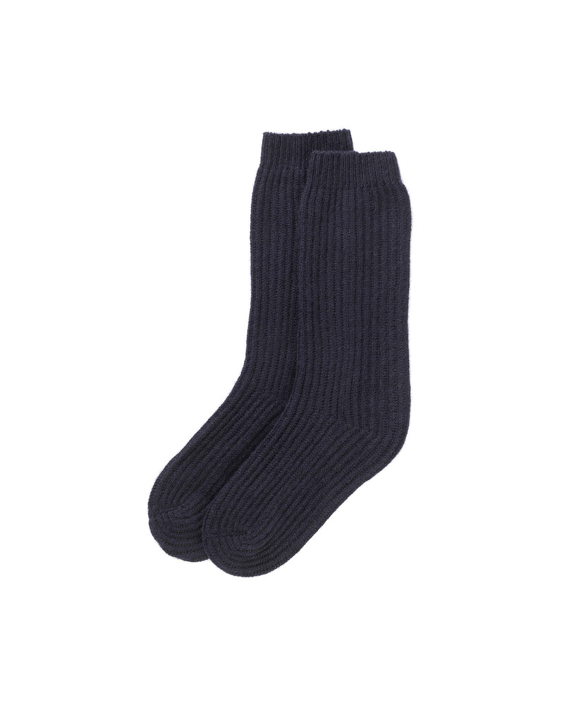 Luxe Ribbed Navy Cashmere Socks 1