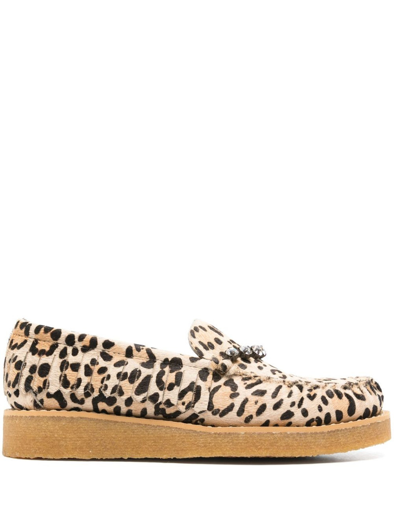 crystal-embellished animal-pattern loafers 1