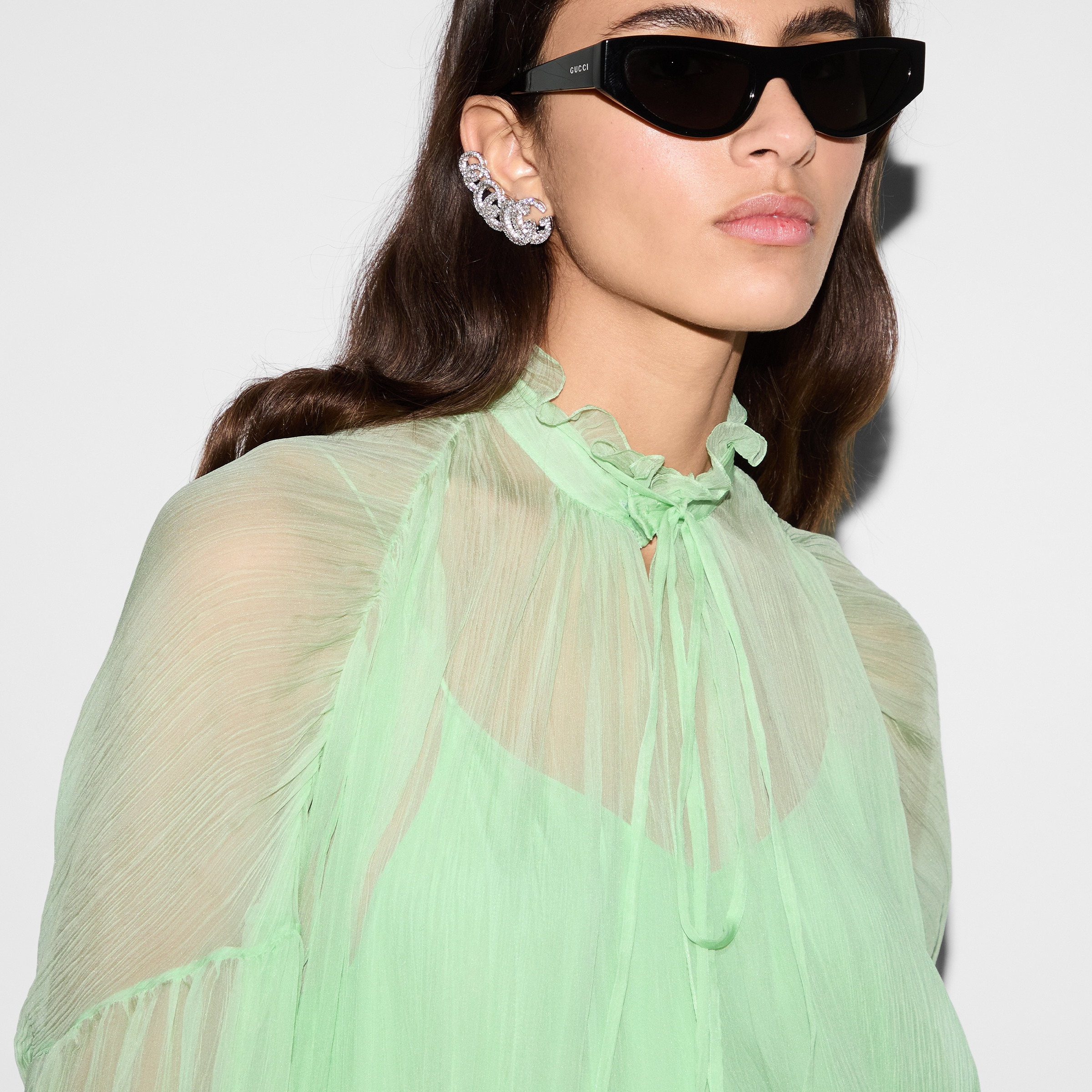 Silk chiffon creponne top - 5