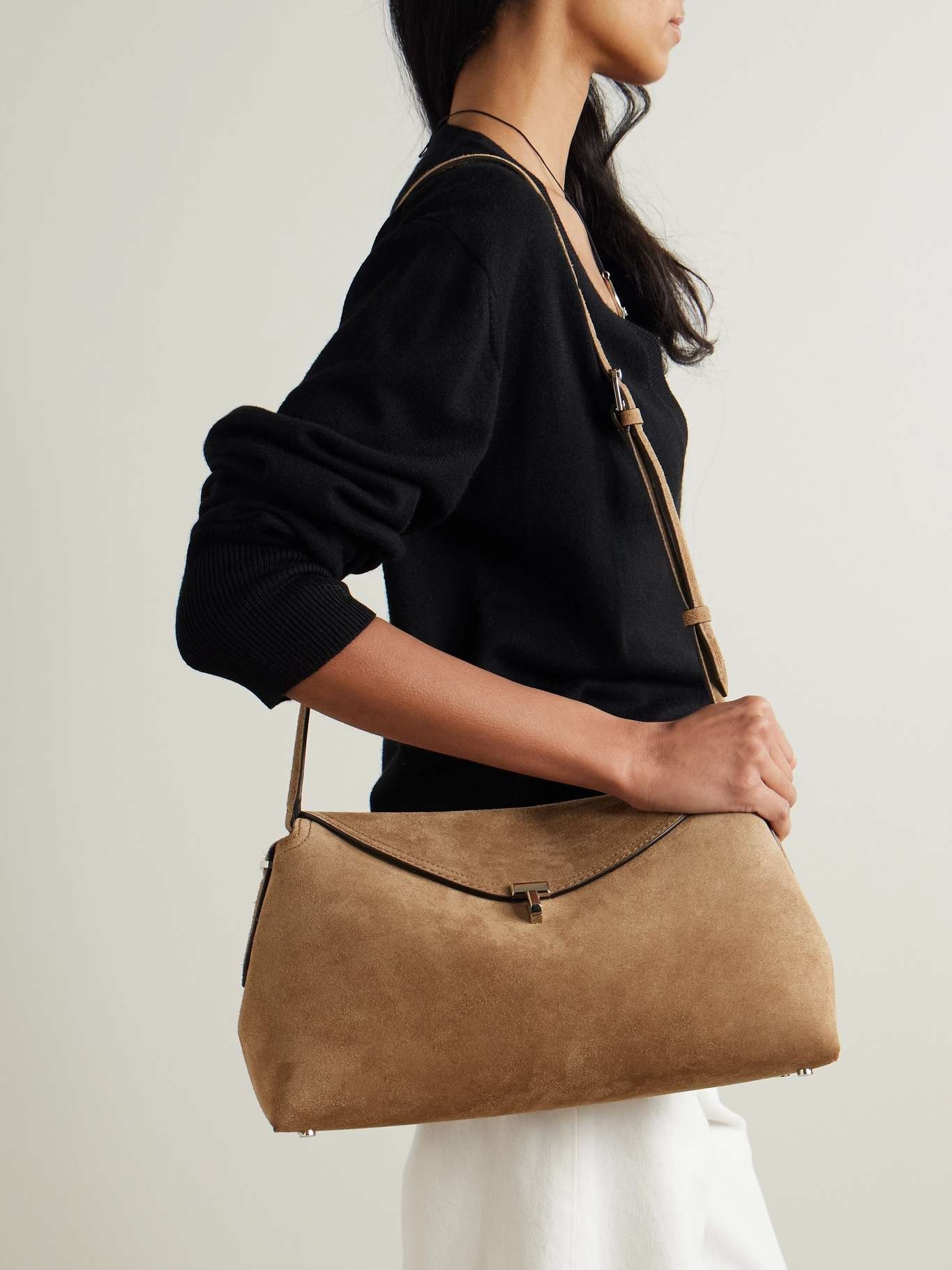 T-Lock suede shoulder bag Brown - 6
