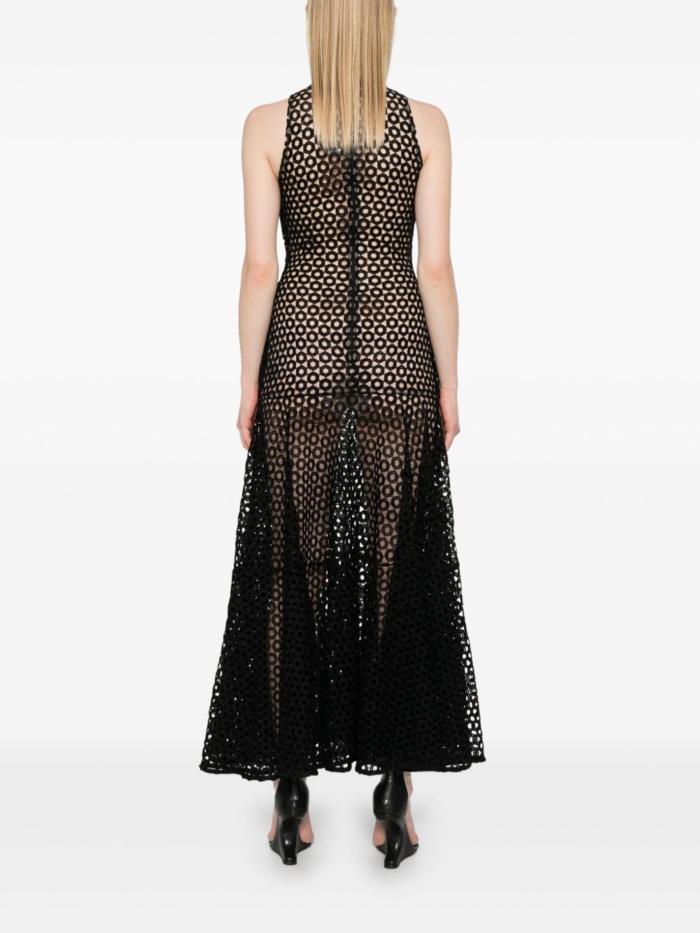 flared-hem macramé maxi dress - 4