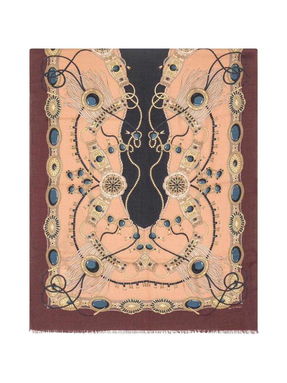 jewellery-print frayed scarf - 1