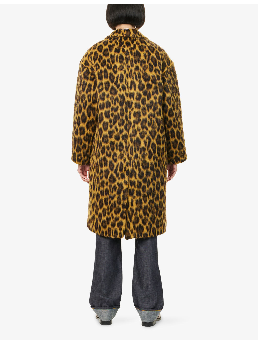 Brushed Leopard Wool-Blend Coat - 4