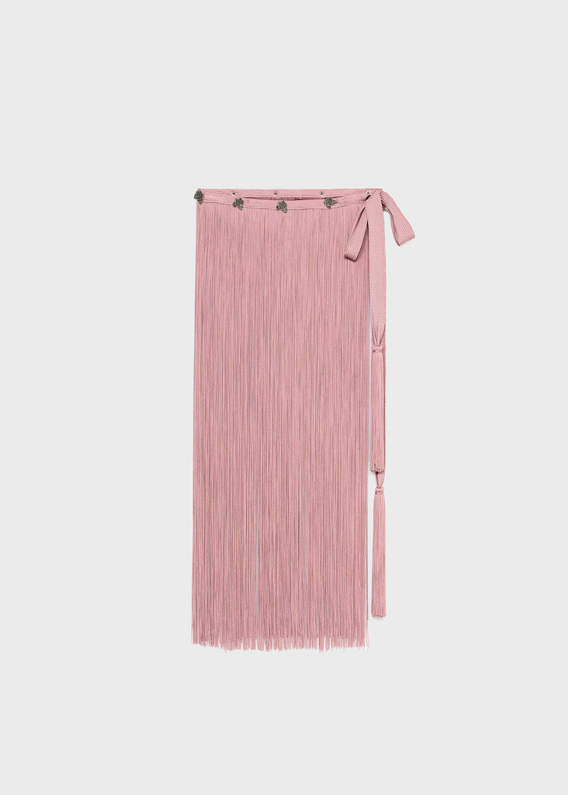 PAREO-STYLE SKIRT WITH FRINGES AND JEWEL-DETAILS 1