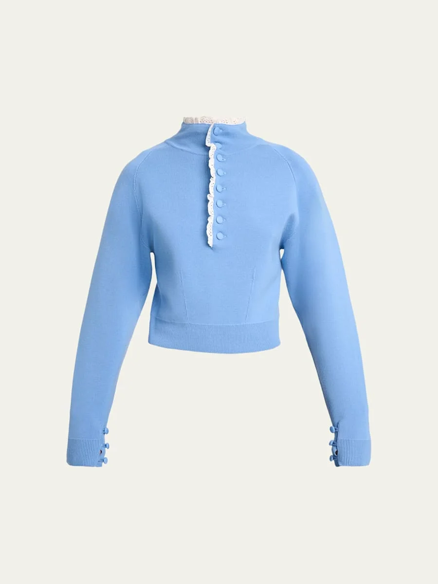 Wool Knit and Lace Pullover - 1