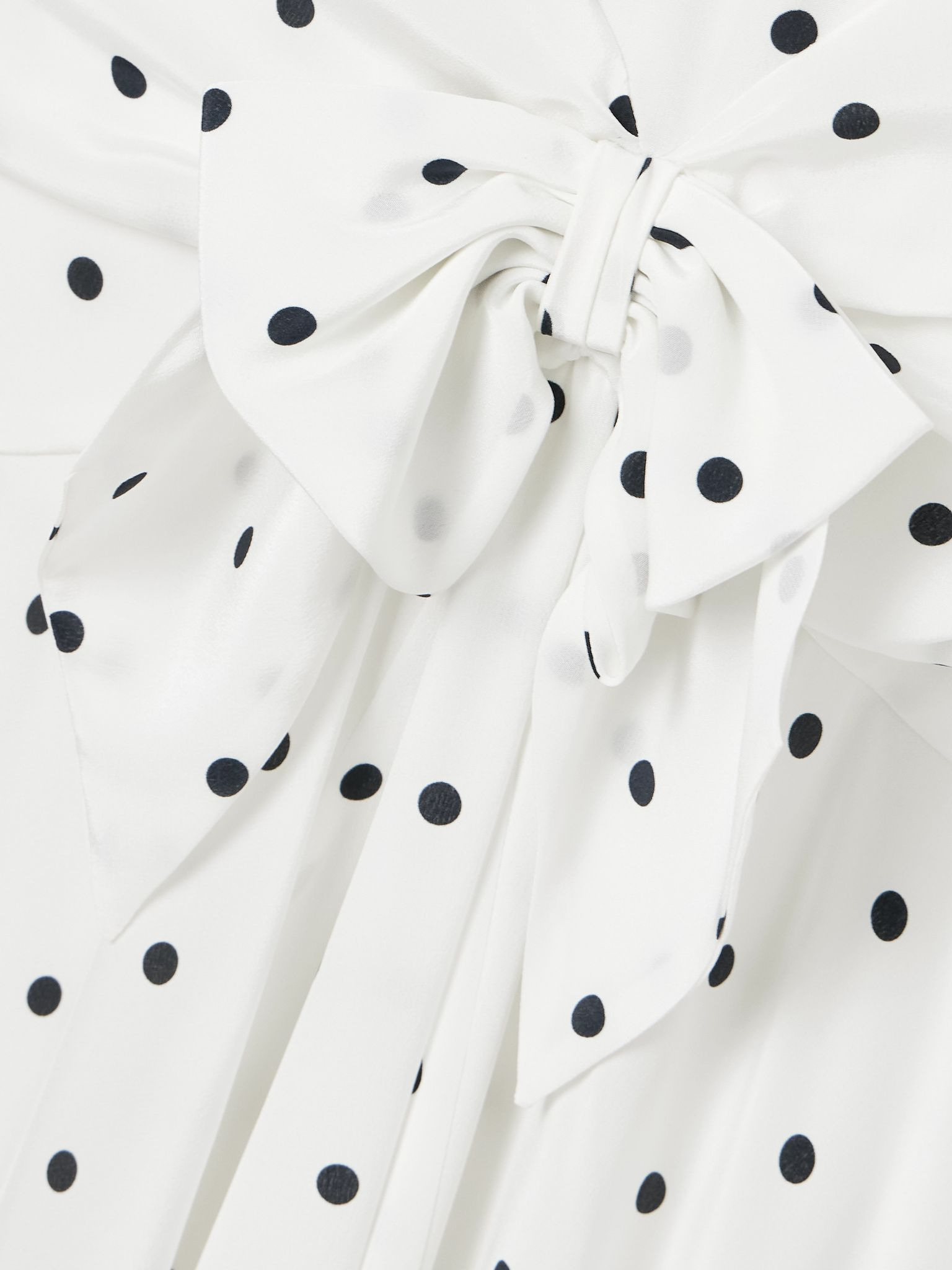 Bow-embellished gathered polka-dot silk-georgette midi dress White - 4
