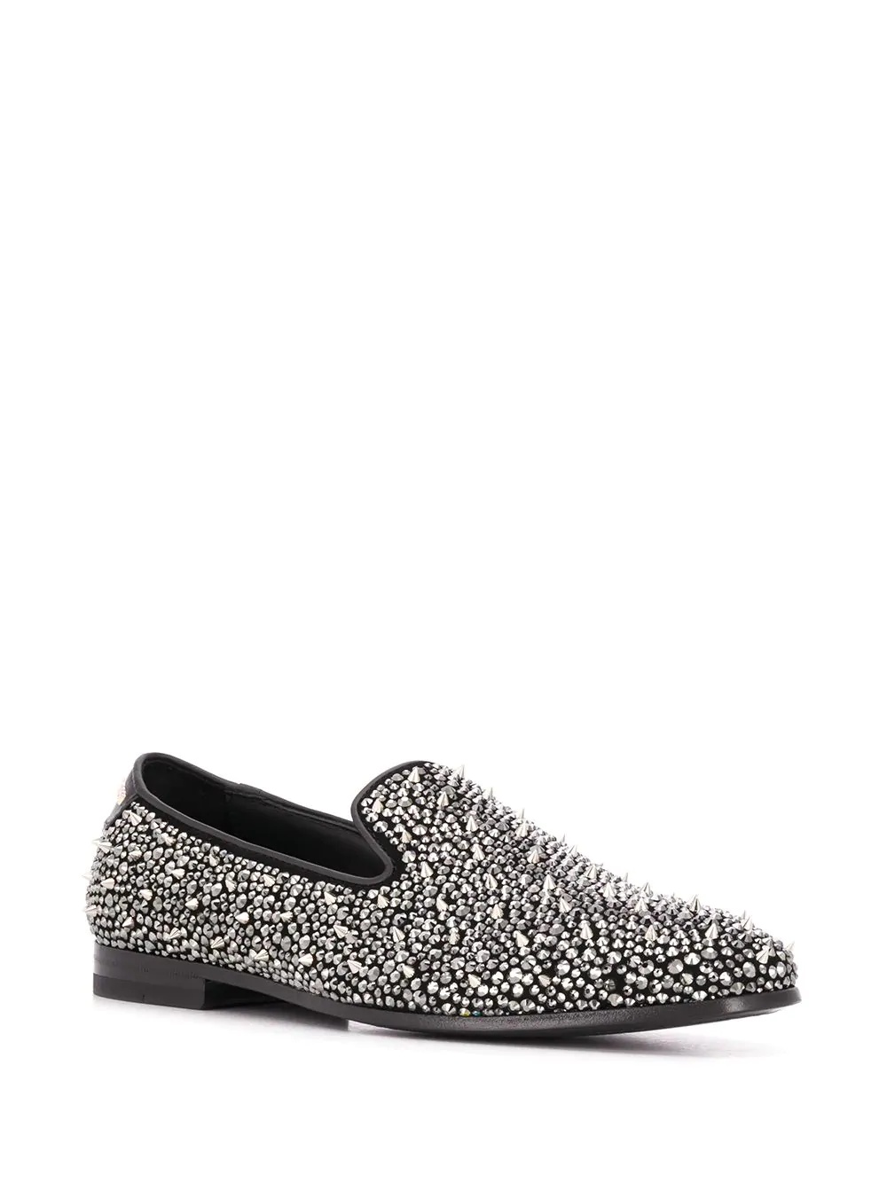 rhinestone studded loafers - 2