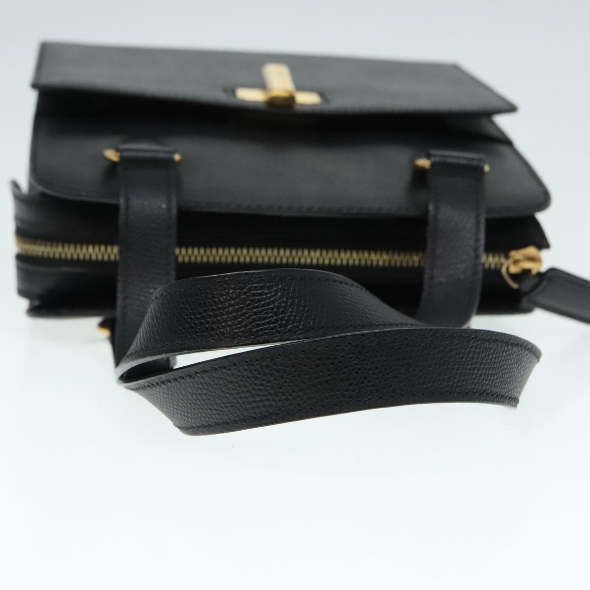 CELINE Hand Bag Leather Black Gold - 7