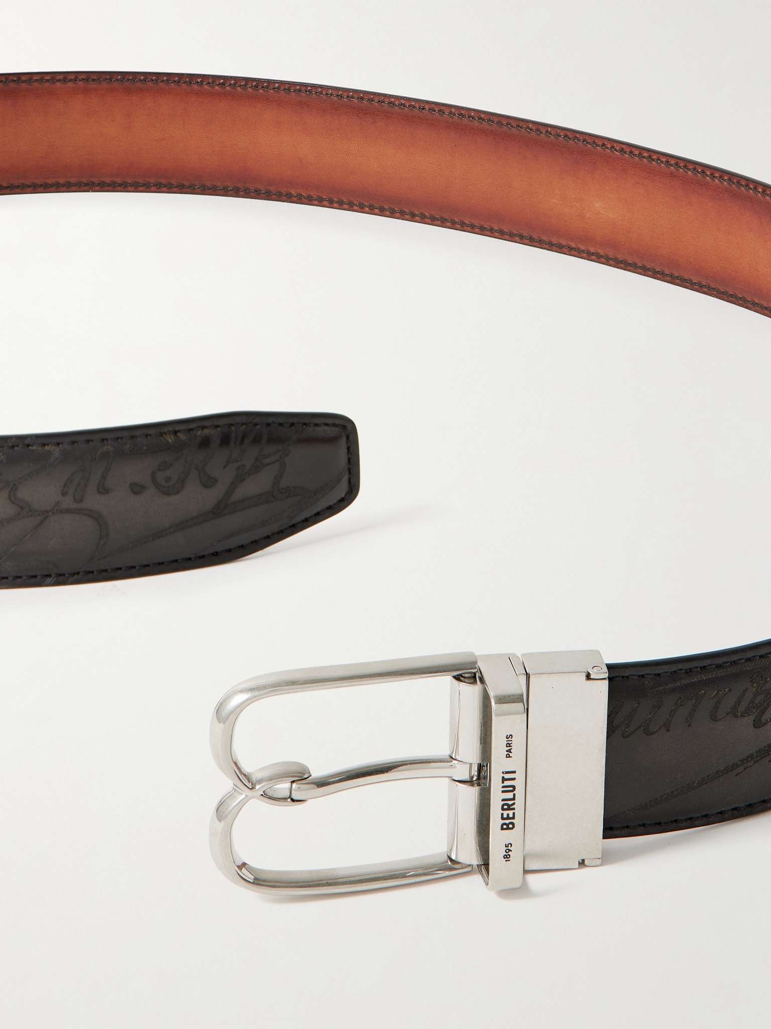 B Volute Scritto 3.5cm Reversible Venezia Leather Belt - 2