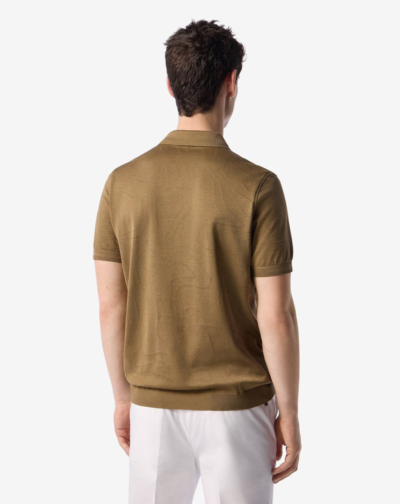 Mustard yellow lisle polo shirt with zip 3