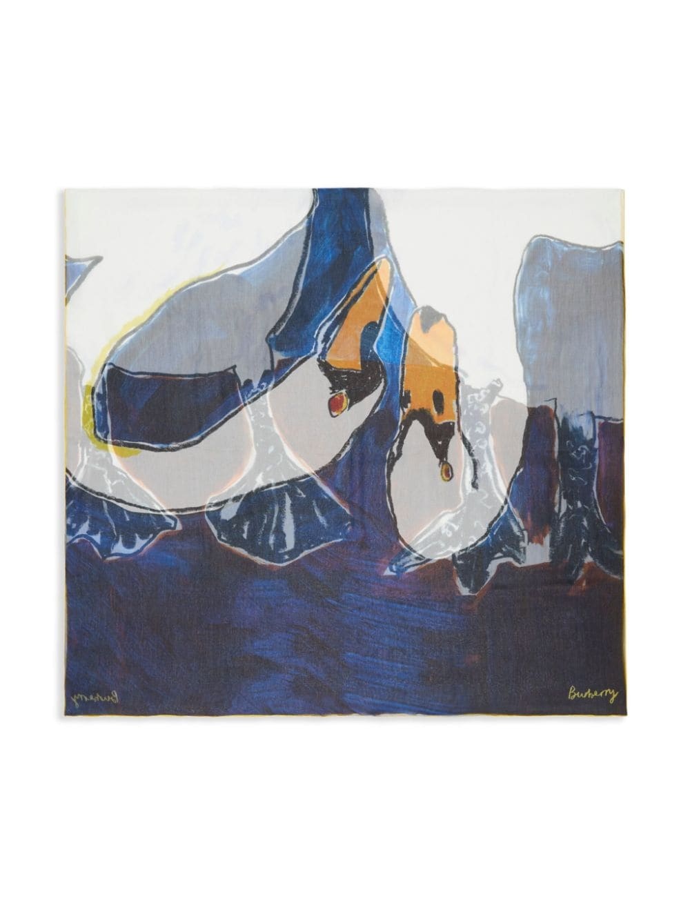 Swan-print silk scarf - 3