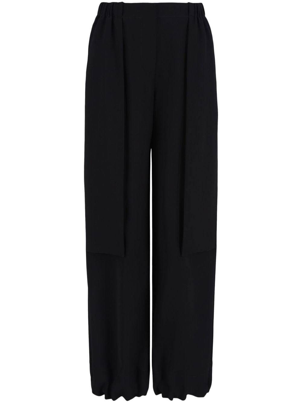 elasticated-waistband straight-leg trousers - 1