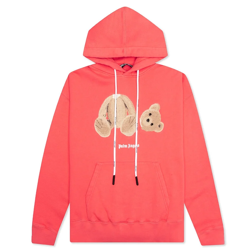 PALM ANGELS PA BEAR HOODIE - CORAL/BROWN - 1