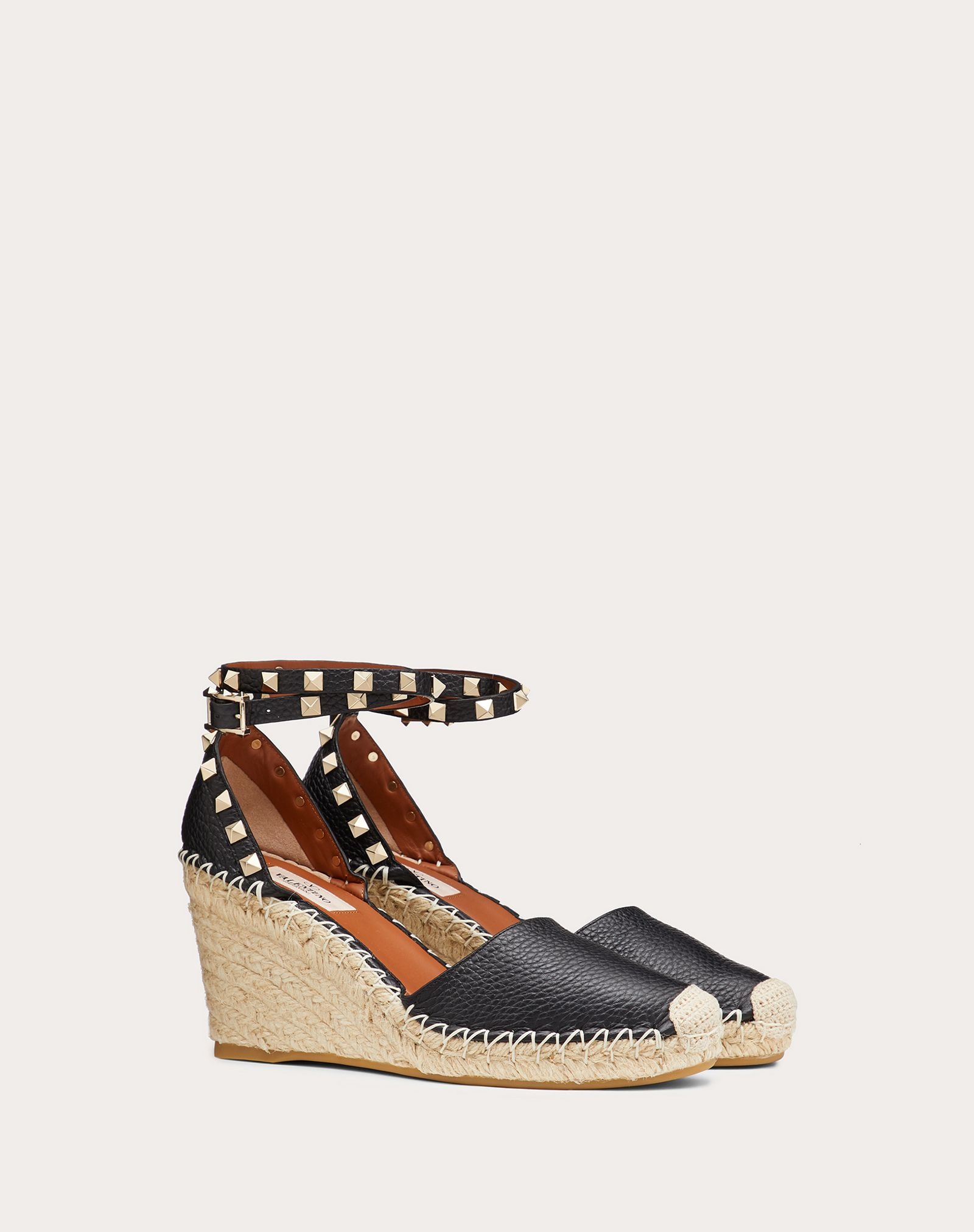 Rockstud Double Grainy Calfskin Leather Wedge Espadrille 65 mm - 2