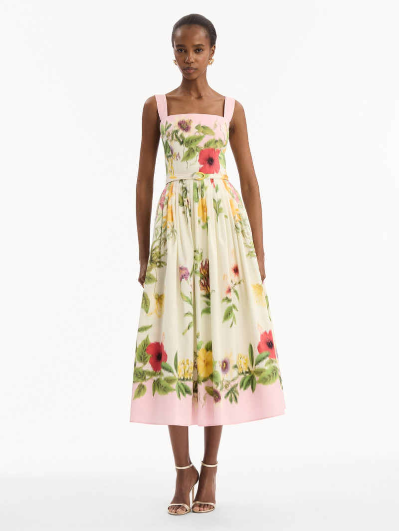 Oscar de la Renta DOMINICAN MIXED-FLORAL COTTON POPLIN DRESS outlook