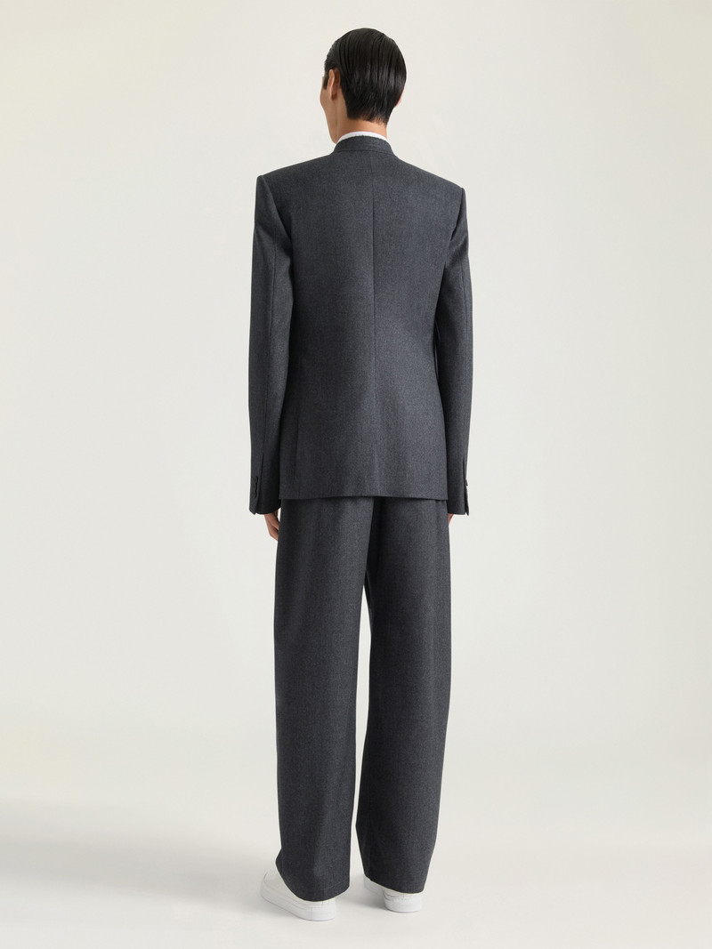 SINGLE-BREASTED COLLARLESS FITTED JACKET IN FLANNEL 3