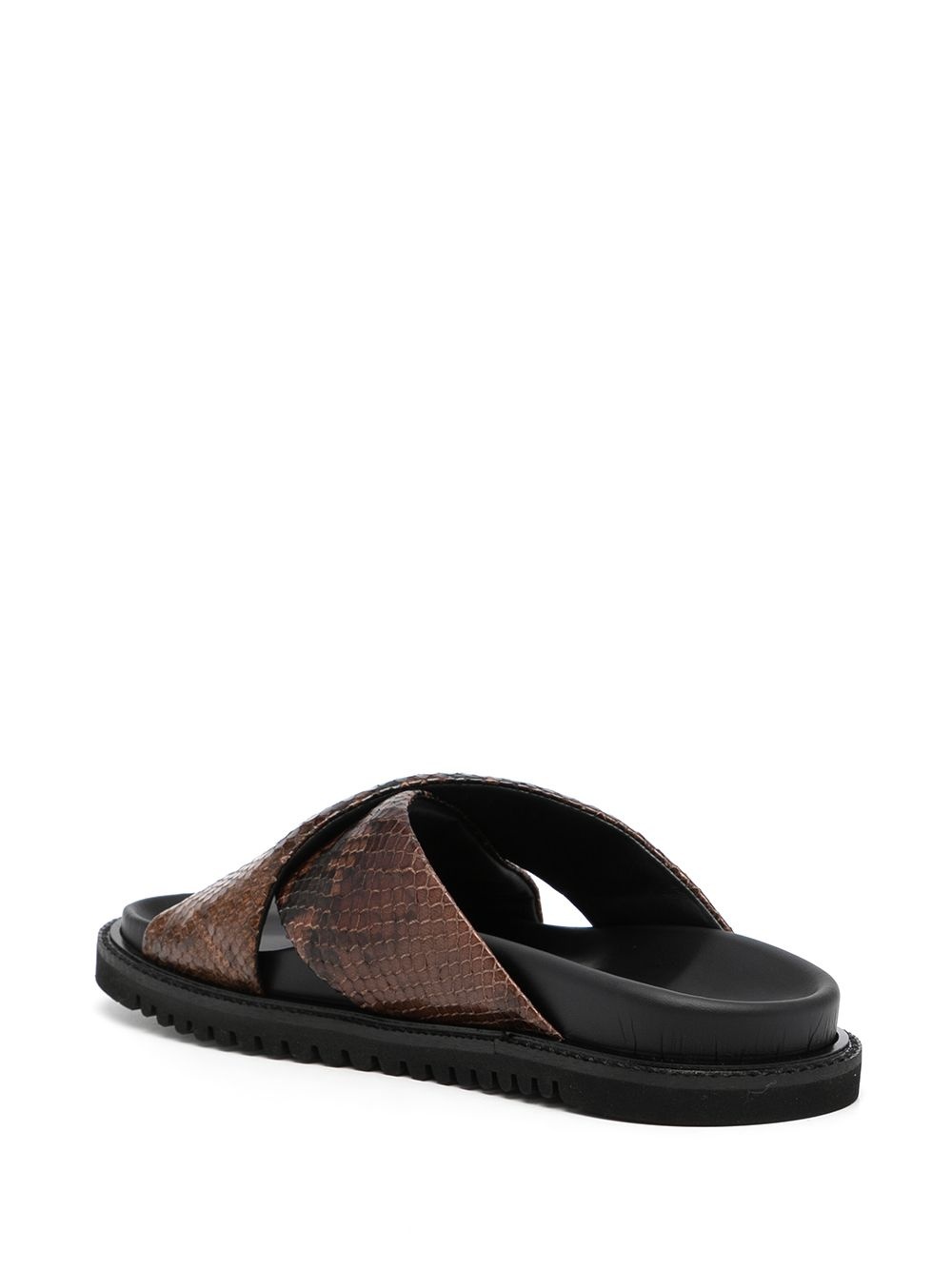 snakeskin effect cross strap sandals - 3