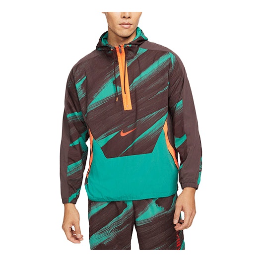 Nike Dri-fit Sport Clash hooded Half Zipper Athleisure Casual Sports Pullover Jacket Brown DD1724-20 - 1