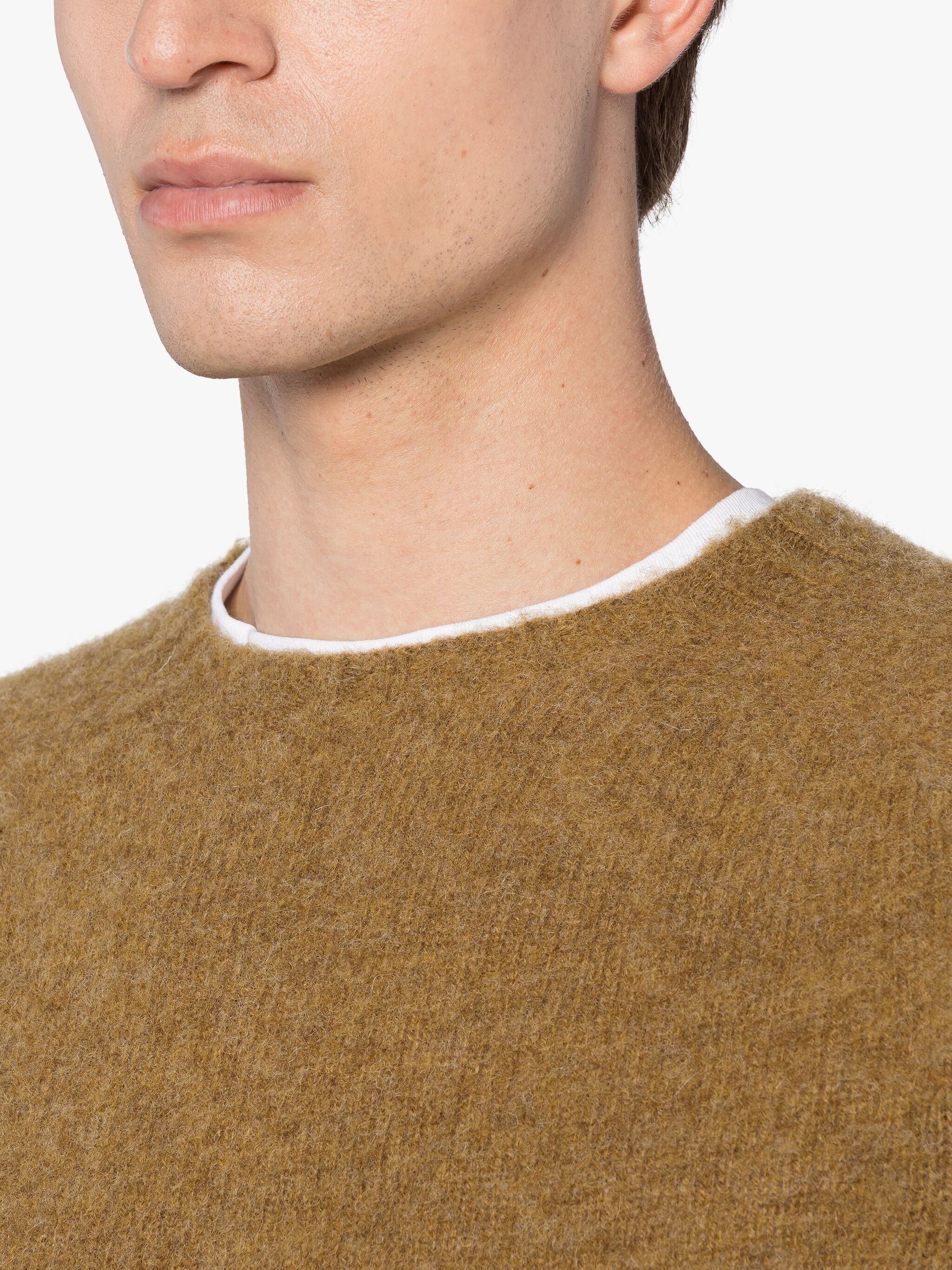 HUTCHINS DARK CAMEL WOOL CREWNECK SWEATER - 5