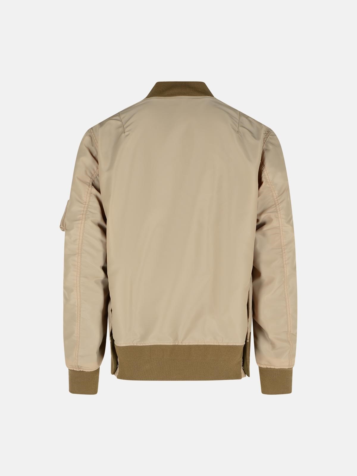 BEIGE NYLON BOMBER JACKET - 3