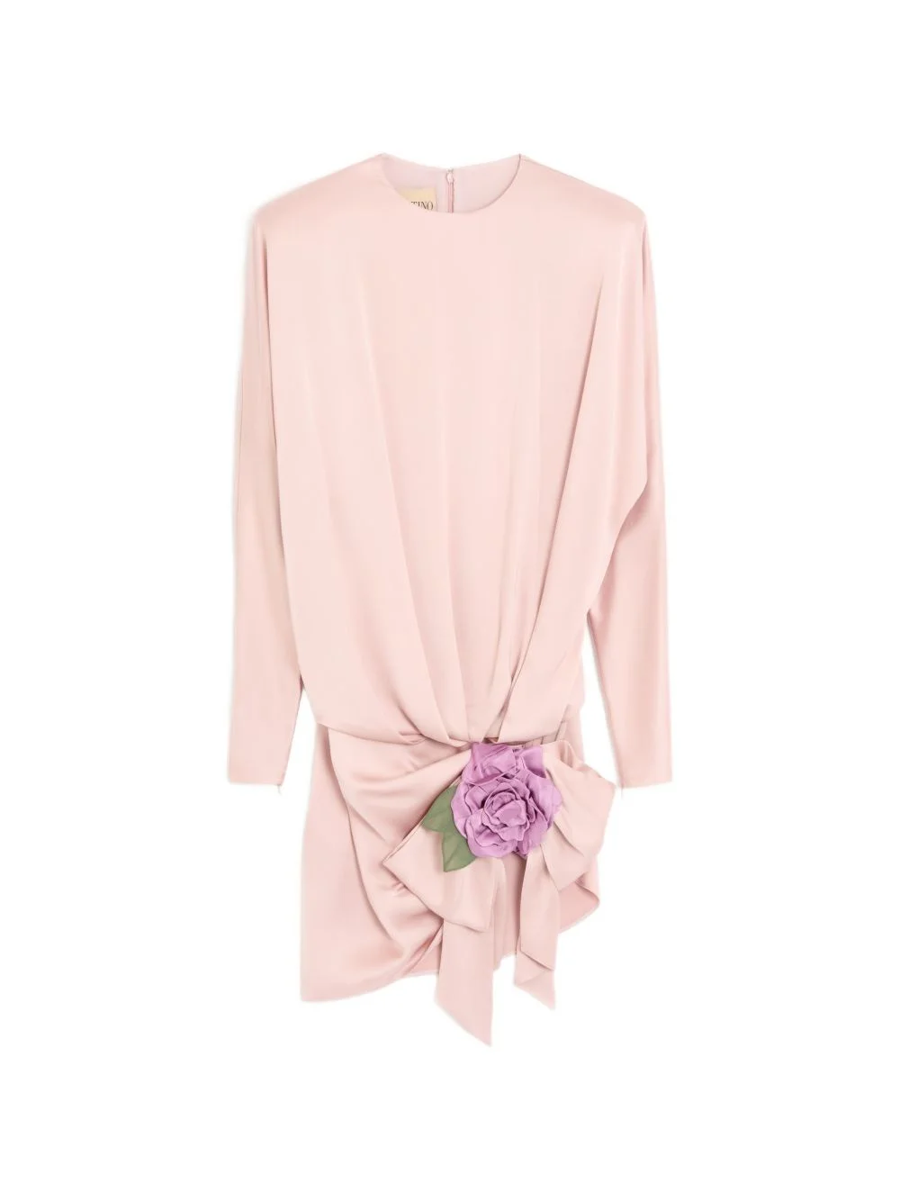 draped-knot floral-appliqué dress - 1