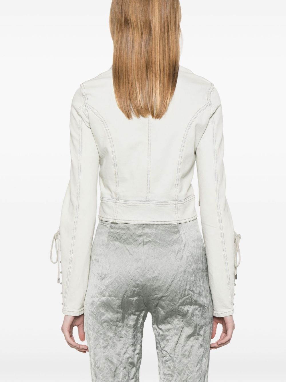 eyelet-detail denim jacket - 4