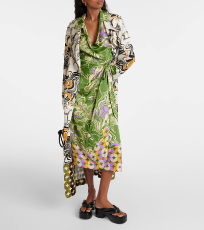 Dries Van Noten Printed satin wrap dress outlook