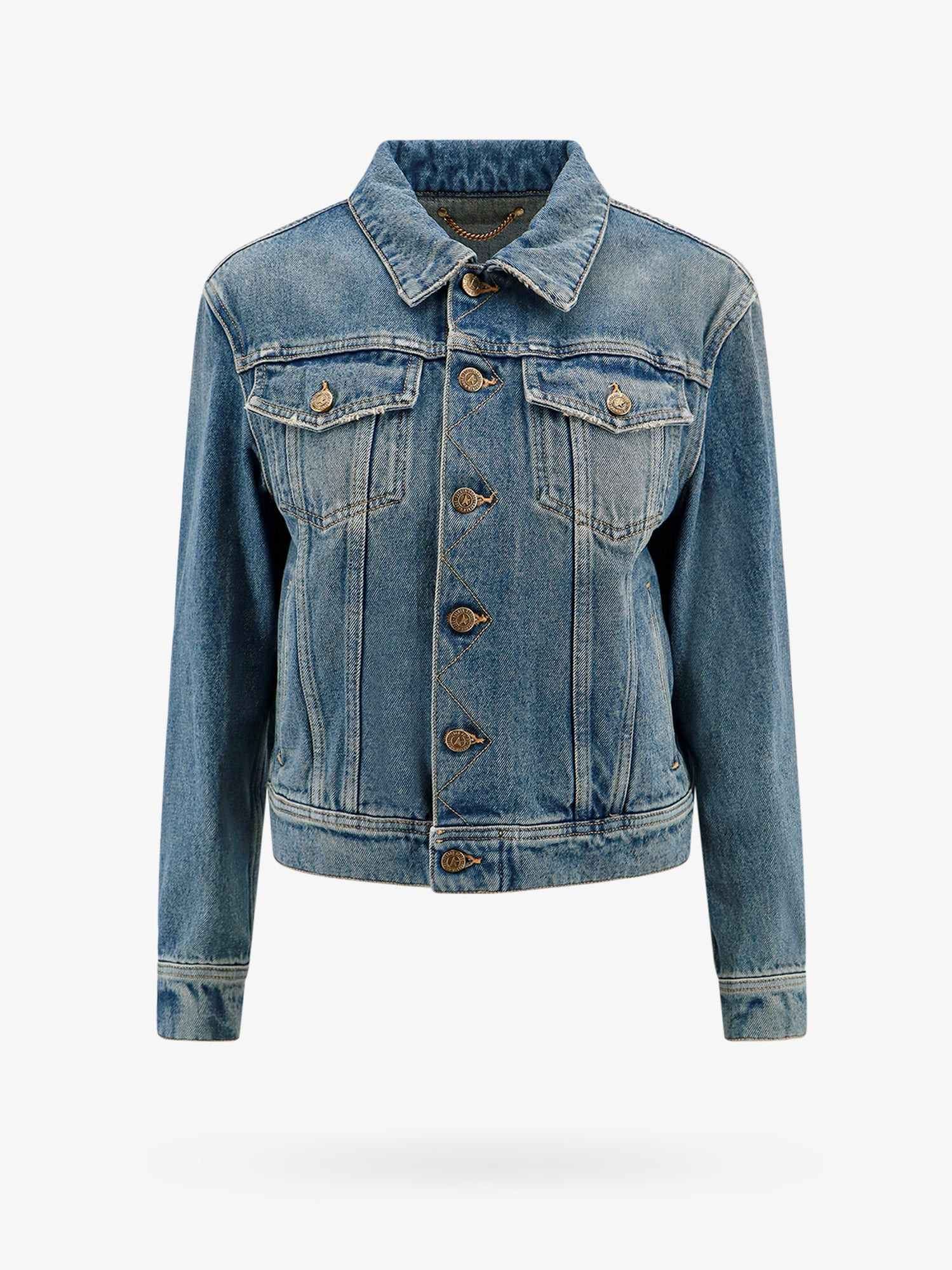 Denim Jacket With Embroidered Monogram - 1