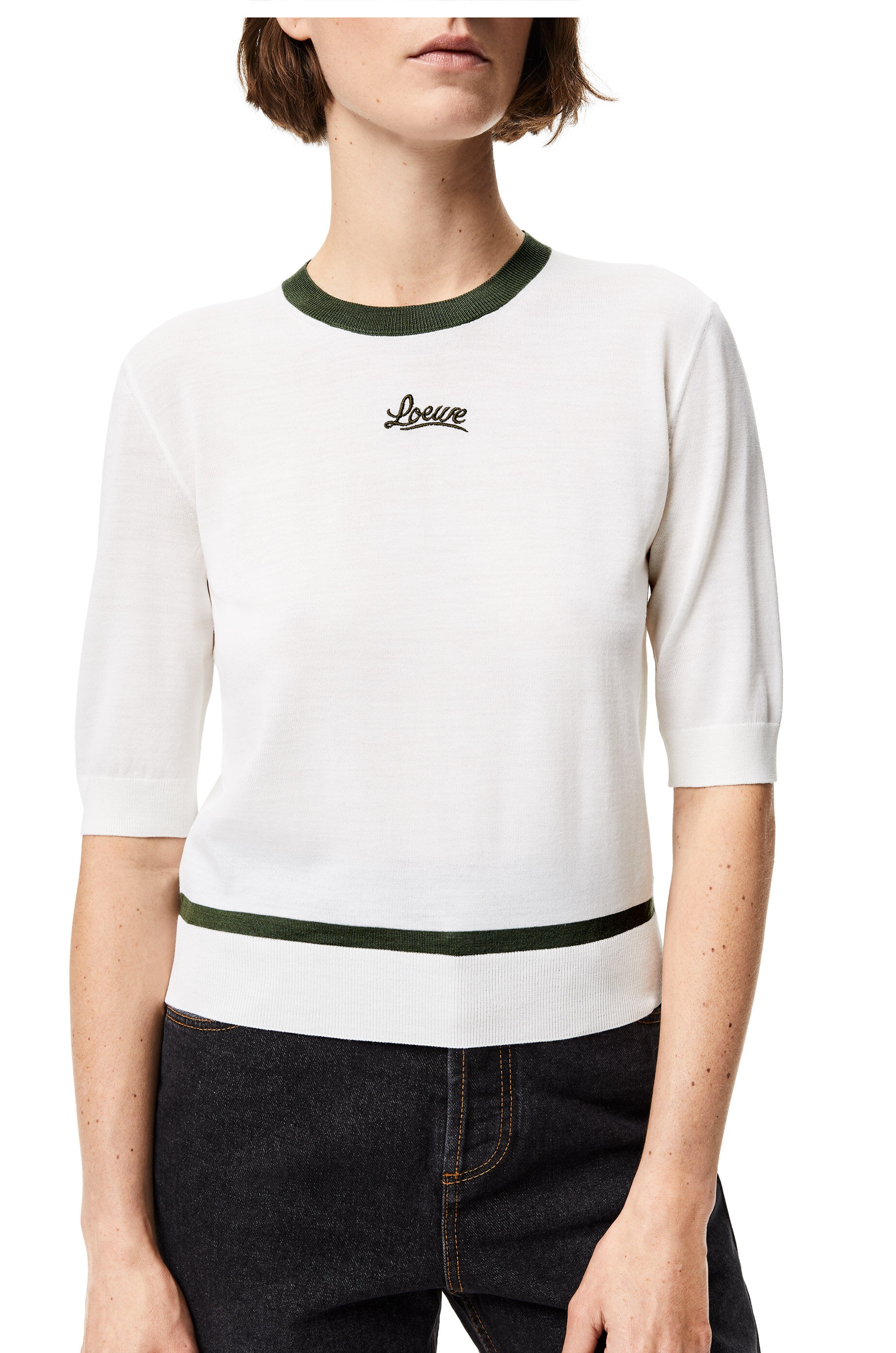 LOEWE lurex embroidered cropped sweater in wool - 5