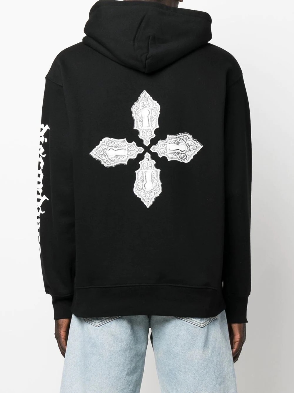 cross-print cotton hoodie - 4