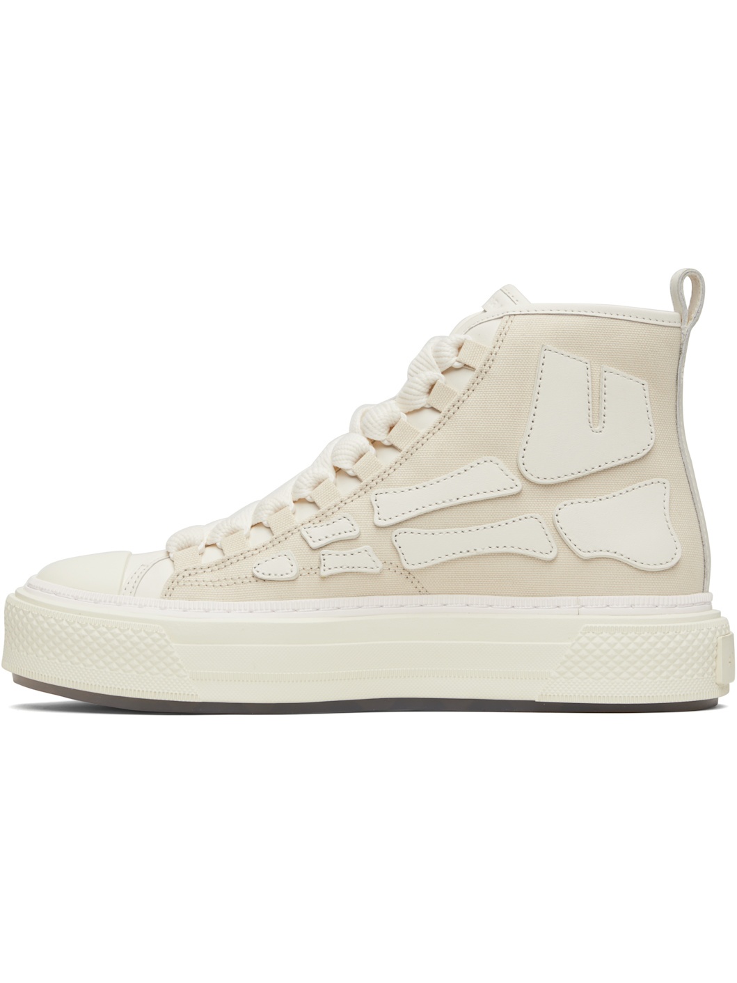 Beige & White Skel Court Hi Sneakers - 3