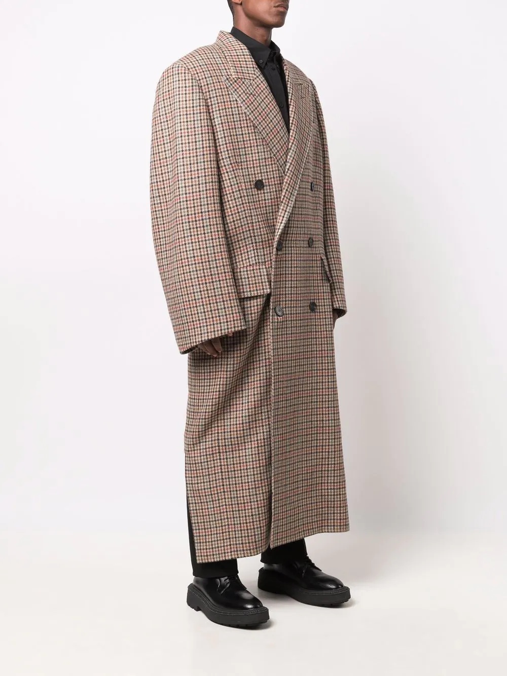 Boxy double-breasted houndstooth coat - 3