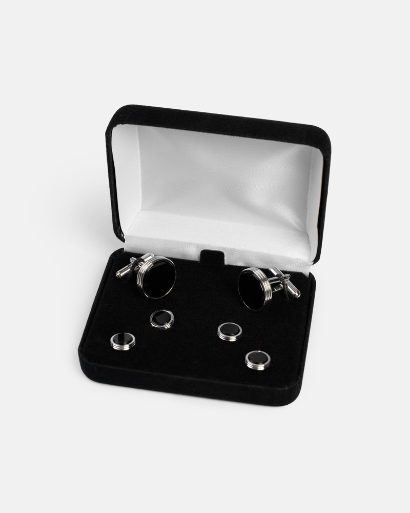 MADE-IN-USA ONYX CUFFLINK AND STUD SET 1