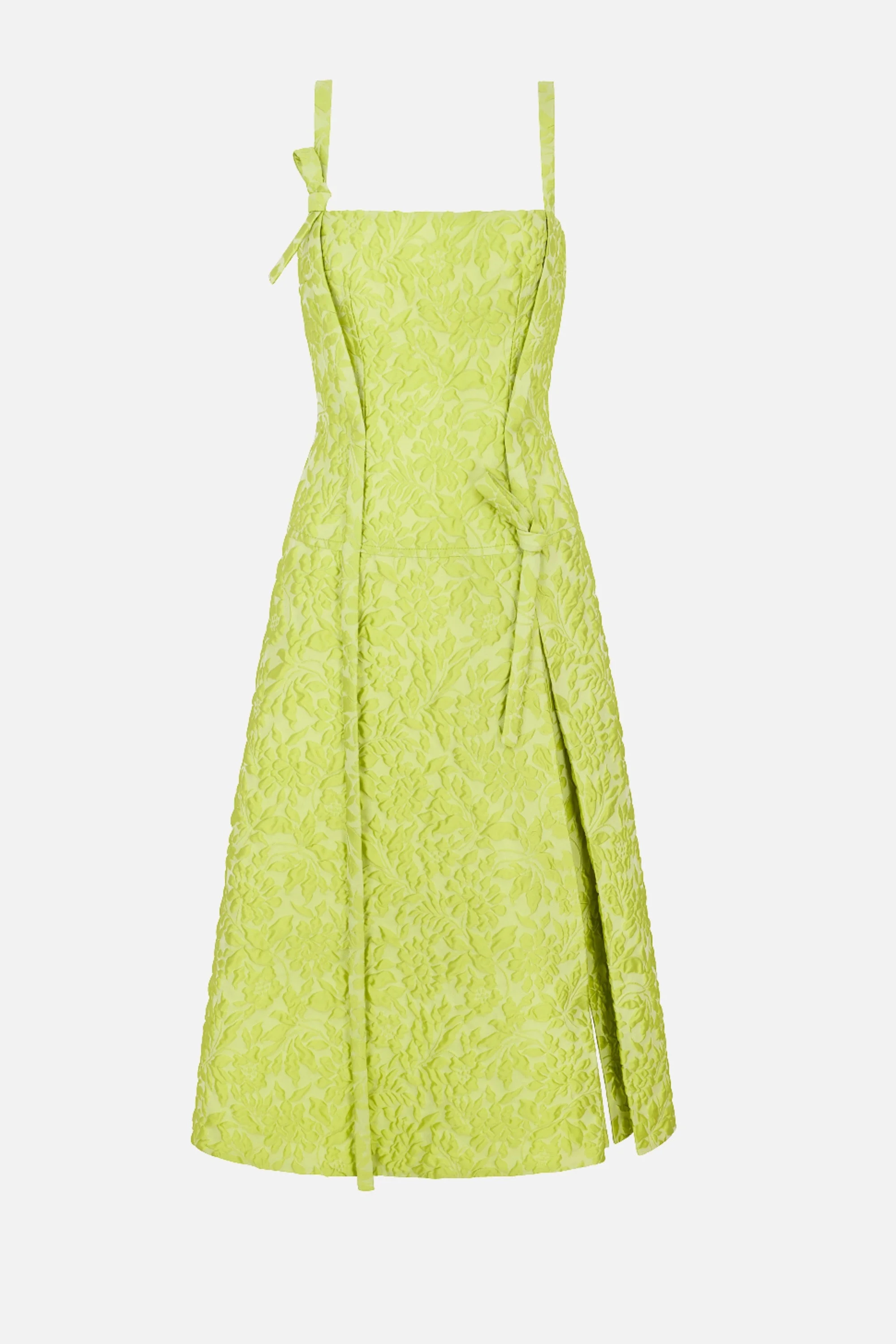Emersyn Dress In Lime Green Embossed Cloque - 1