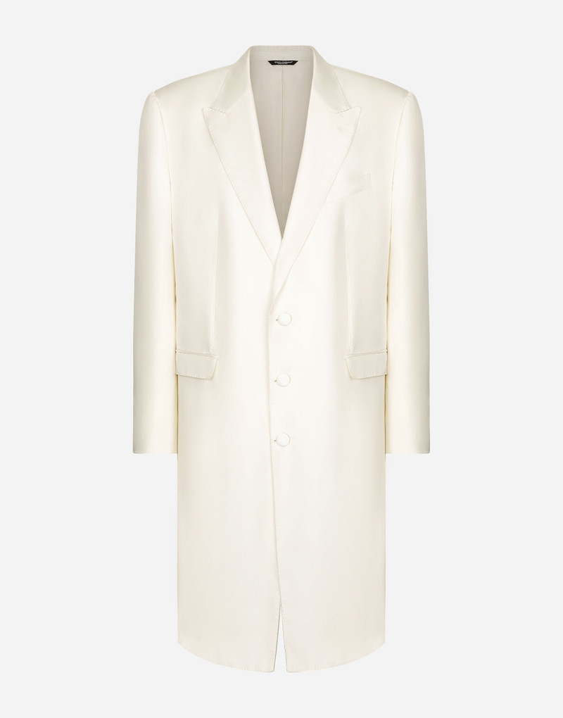 Single-breasted silk twill coat 1